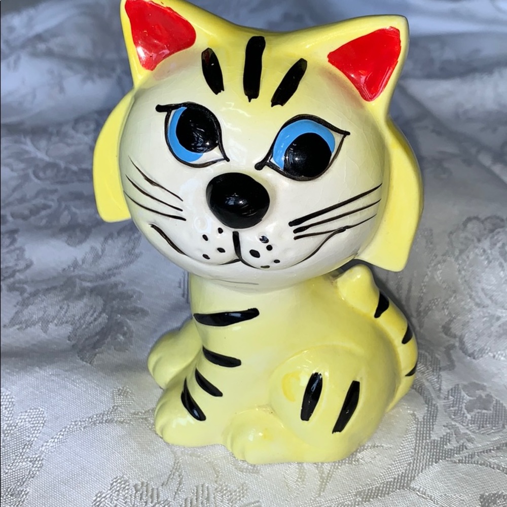 Cat Bank ceramic yellow black